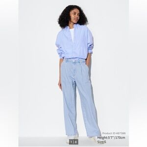 Drapey Denim Pleated Pants
